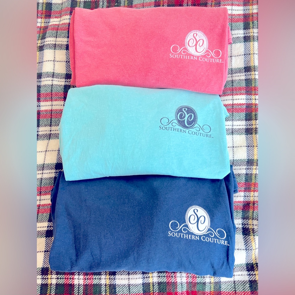 🍁🍂SET OF 3 Southern Couture COMFORT COLORS Long-Sleeve T-Shirts. Size—XL. 🍂🍁